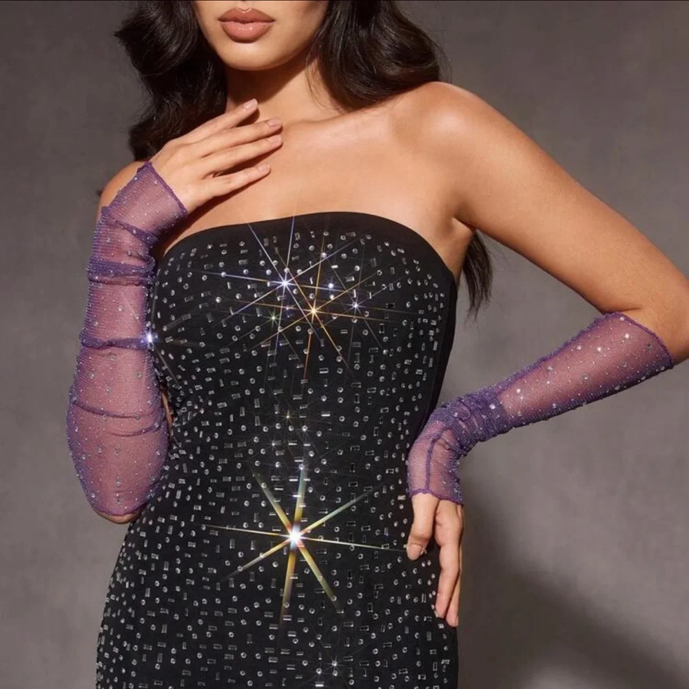 Women's Fashionable Glitter Crystal Decorated Arm Sleeve